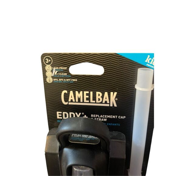 New CamelBak Kid's Black Eddy and Chute Mag Bottles + Replacement Cap & Straw - Picture 3 of 6